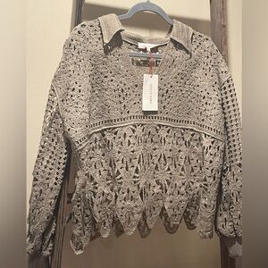 NWT crocheted long sleeve sweater